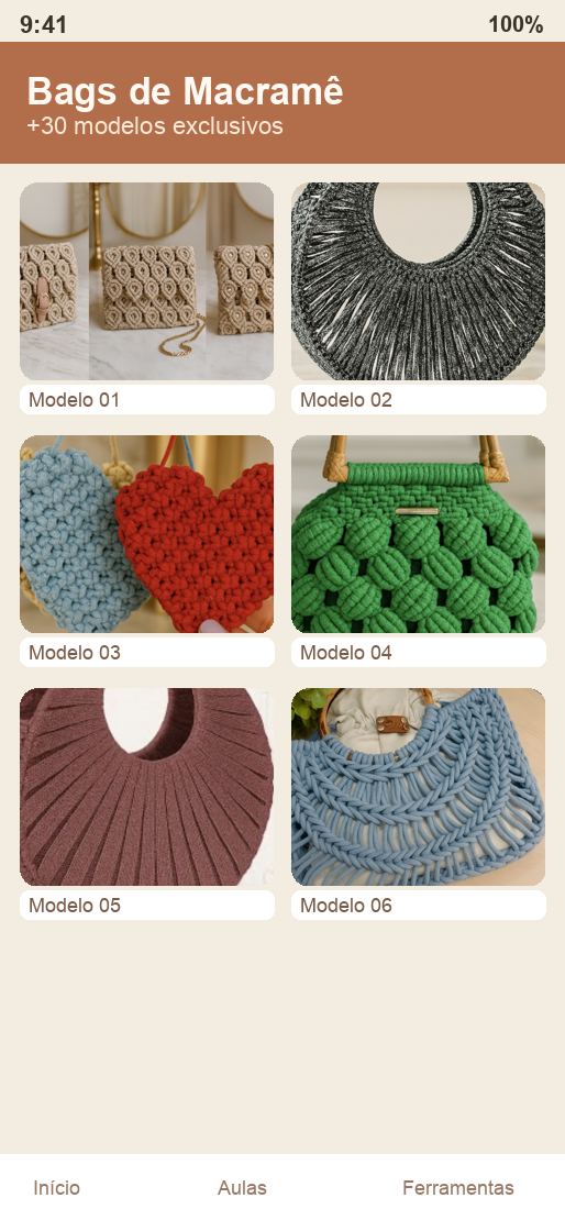 App Bags de Macramê: grade com mais de 30 modelos de bolsa
